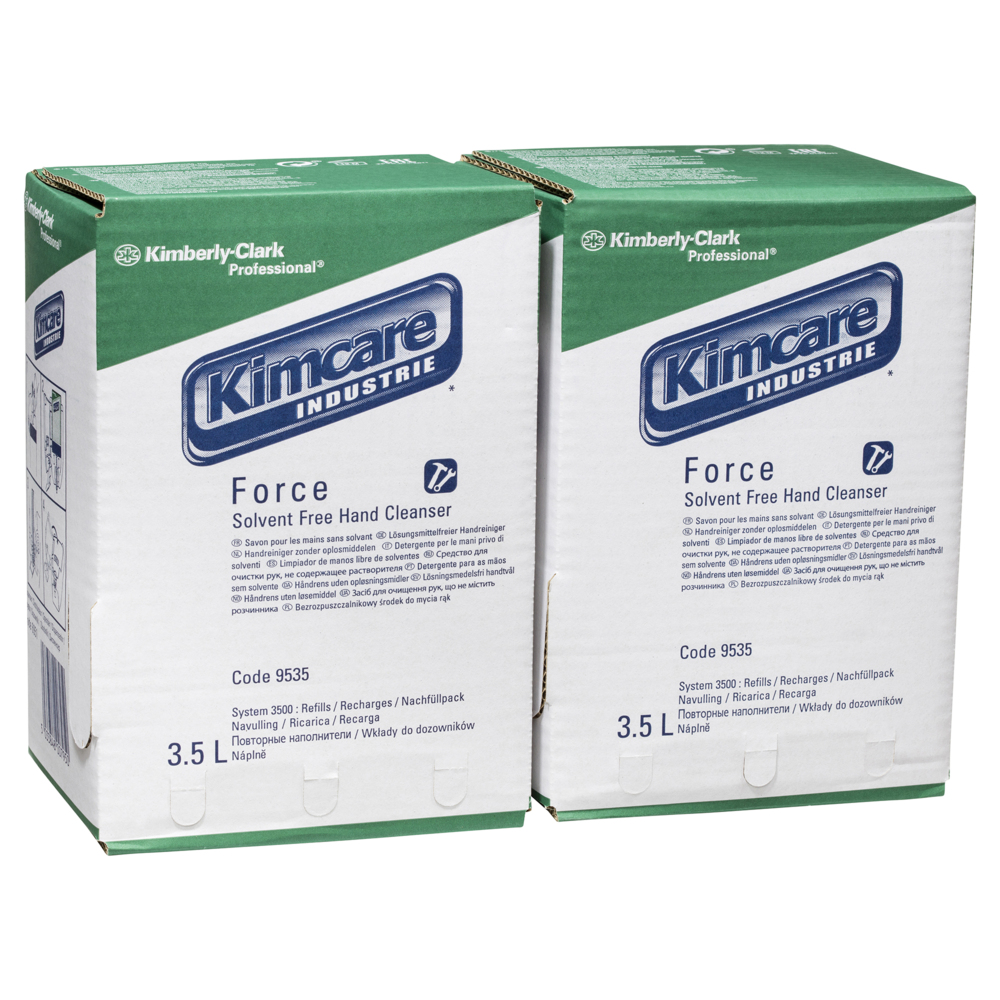 KIMCARE® INDUSTRIE™ Force Solvent Free Hand Cleanser (9535), Industrial Hand Cleaner, 1 Pack / Case, 2 Cartridges / Pack, 3.5L / Cartridge (7L) - S050012784