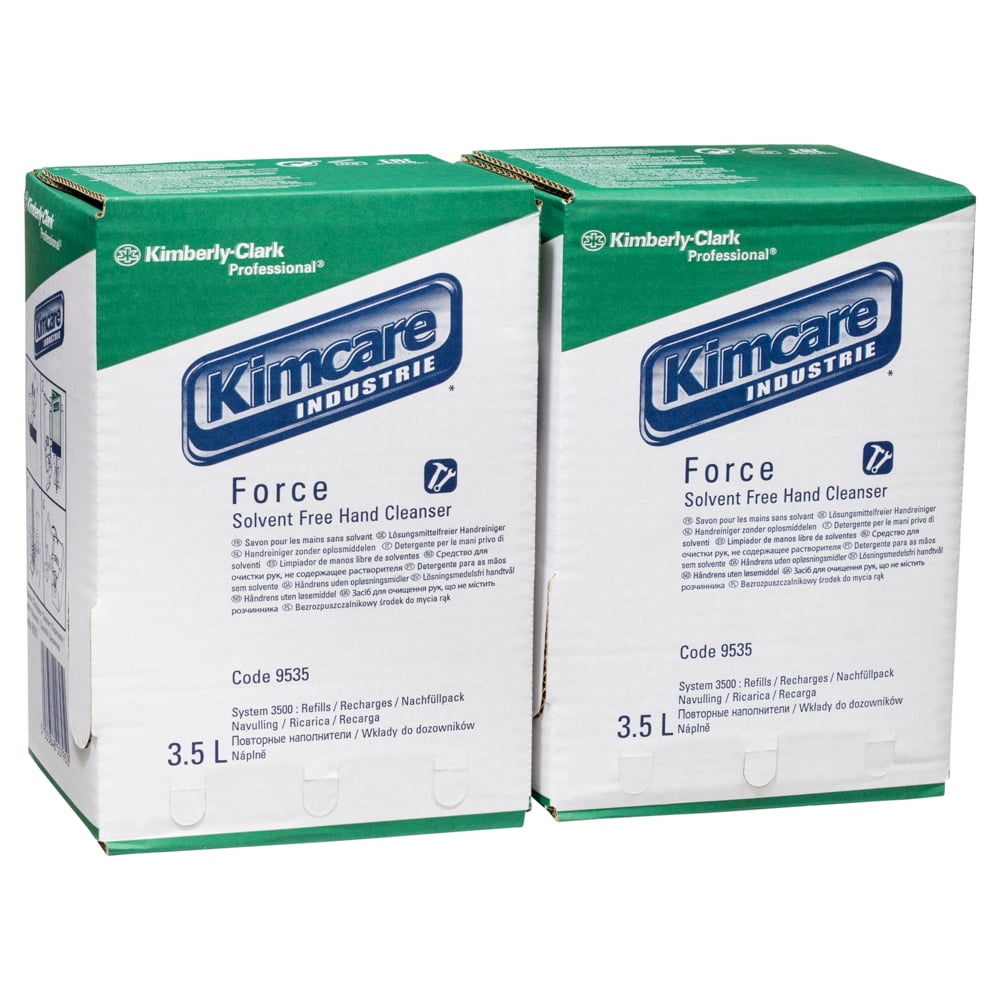 KIMCARE® INDUSTRIE™ Force Solvent Free Hand Cleanser (9535), Industrial Hand Cleaner, 1 Pack / Case, 2 Cartridges / Pack, 3.5L / Cartridge (7L) - S050012784