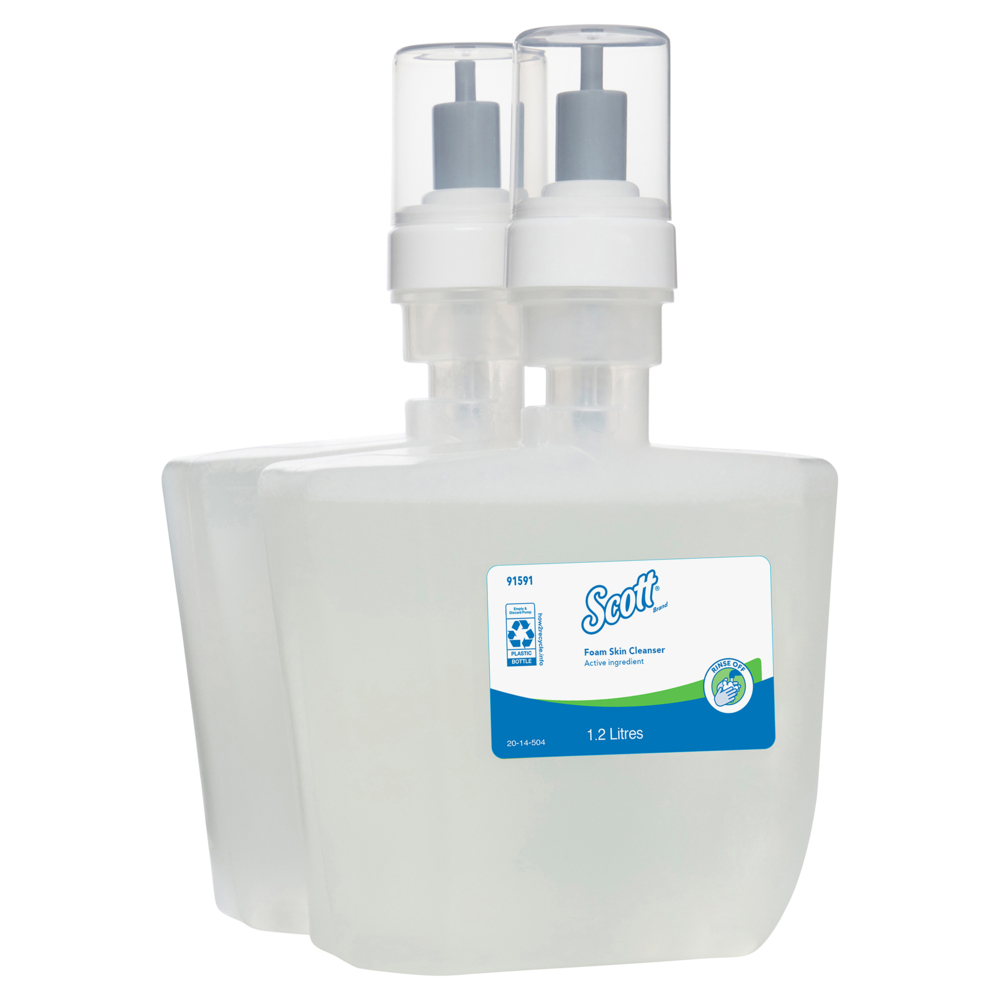 SCOTT® Luxury Foam Hand Soap (91591), Fragrance Free, Dye Free, Hand Wash, 2 Refill Cartridges / Case, 1.2 Litres / Cartridge (2.4L) - 991091591