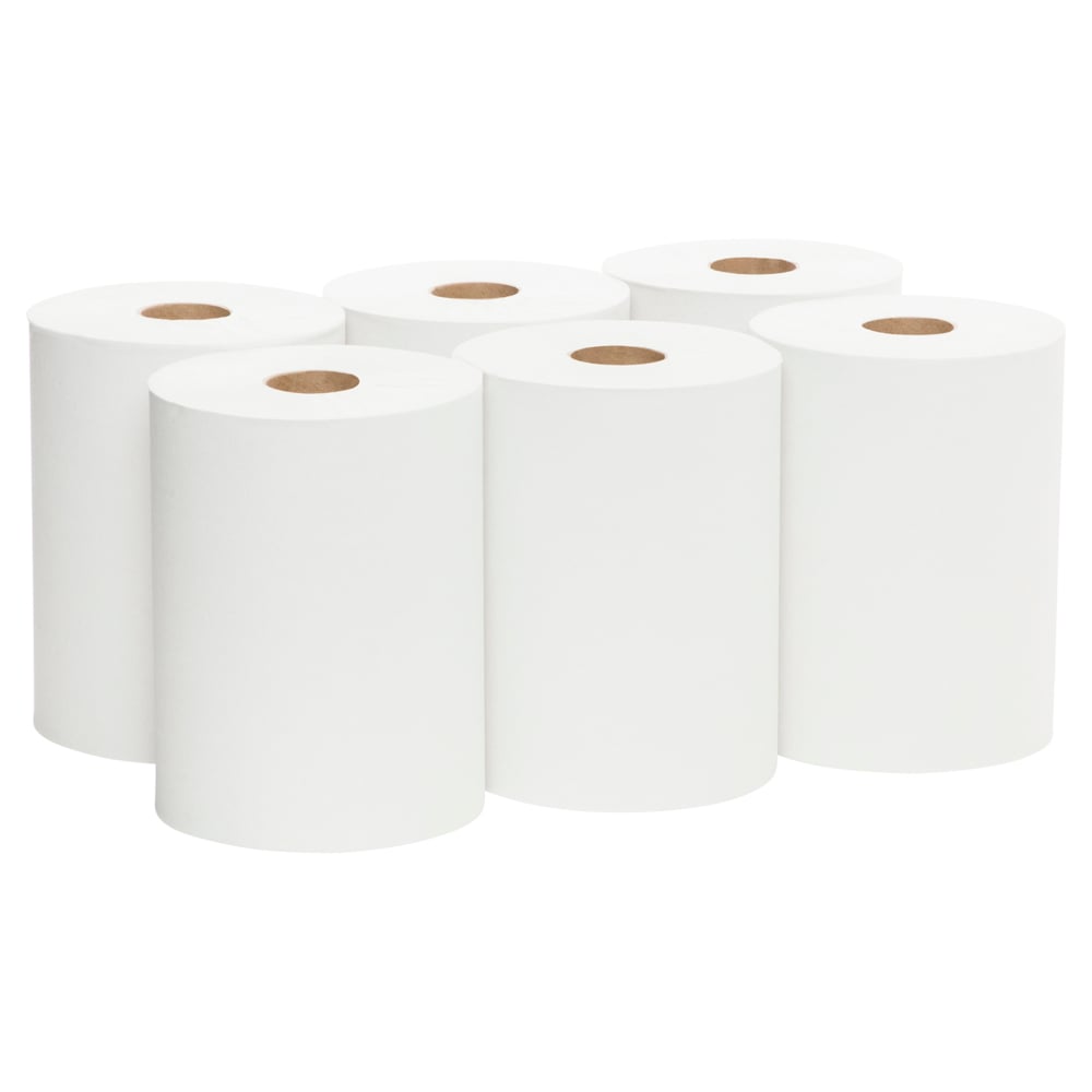 SCOTT® Slimroll Paper Hand Towels (12388), White Paper Towel Roll,  6 Compact Rolls / Case, 176m / Roll (1056m) - 991012388