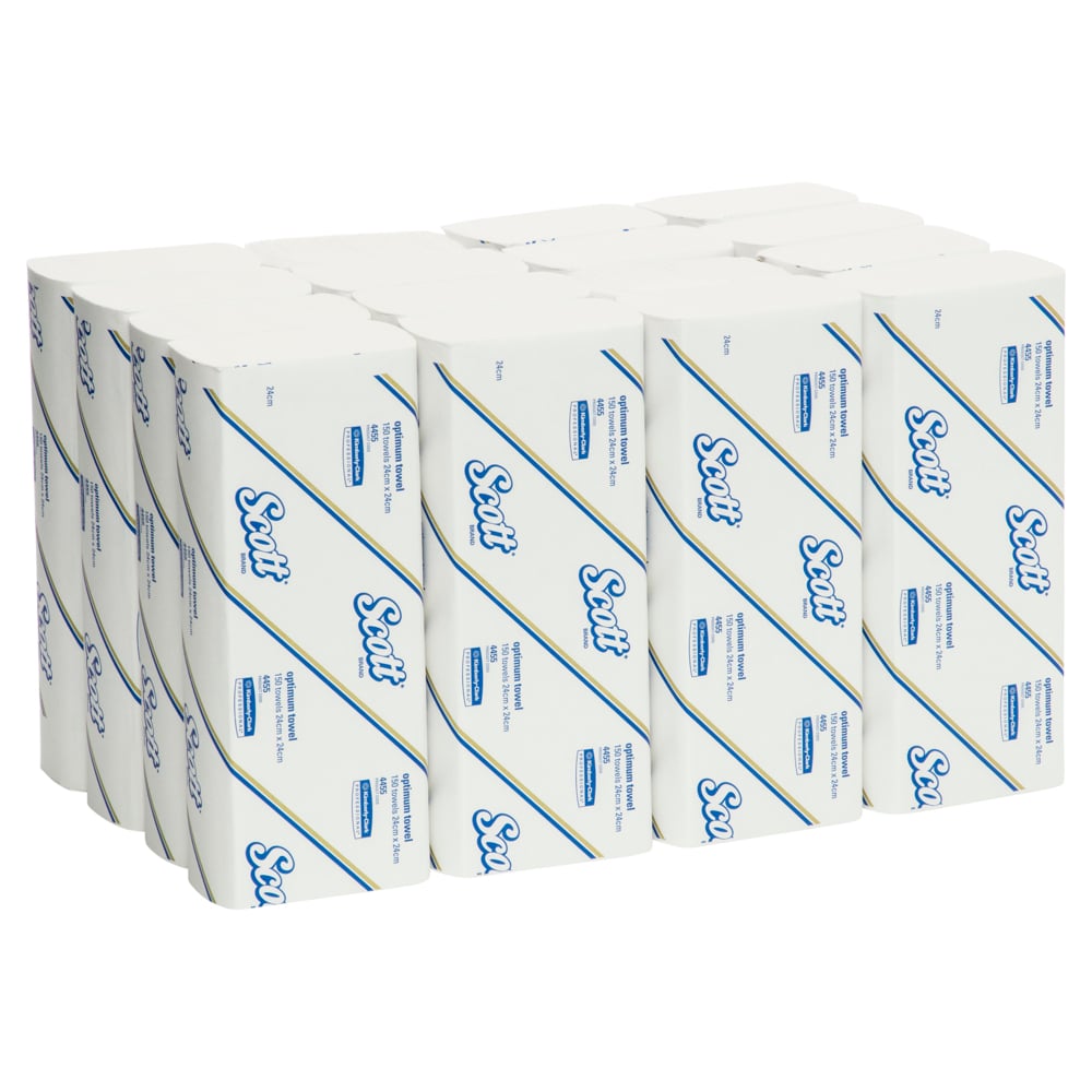 SCOTT® Optimum Hand Towels (4455), Folded Paper Towels, 16 Packs / Case, 150 Hand Towels / Pack (2,400 Towels) - S052214906