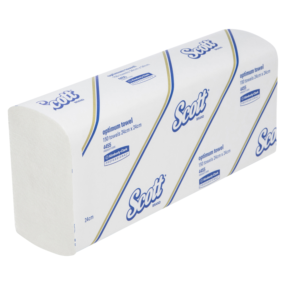 SCOTT® Optimum Hand Towels (4455), Folded Paper Towels, 16 Packs / Case, 150 Hand Towels / Pack (2,400 Towels) - S052214906