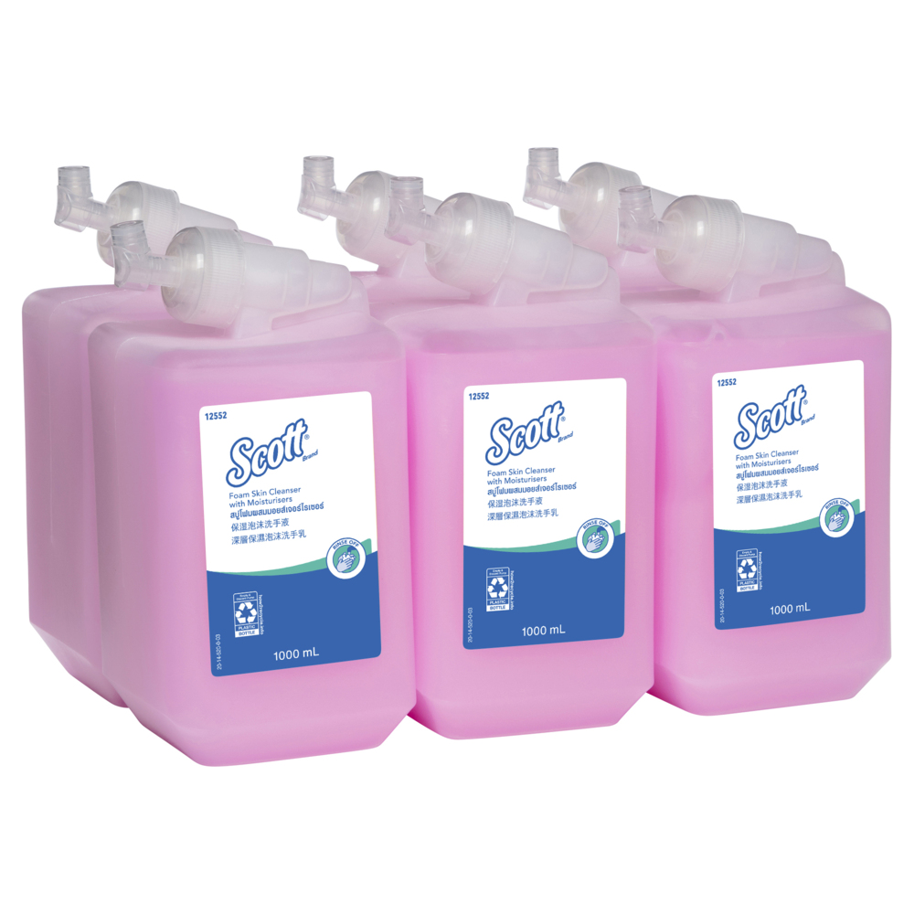 Scott® Foam Skin Cleanser with Moisturisers (12552), Foam Hand Soap, Foam Hand Wash, 6 Cartridges / Case, 1 Litre / Cartridge (6L) - 991012552