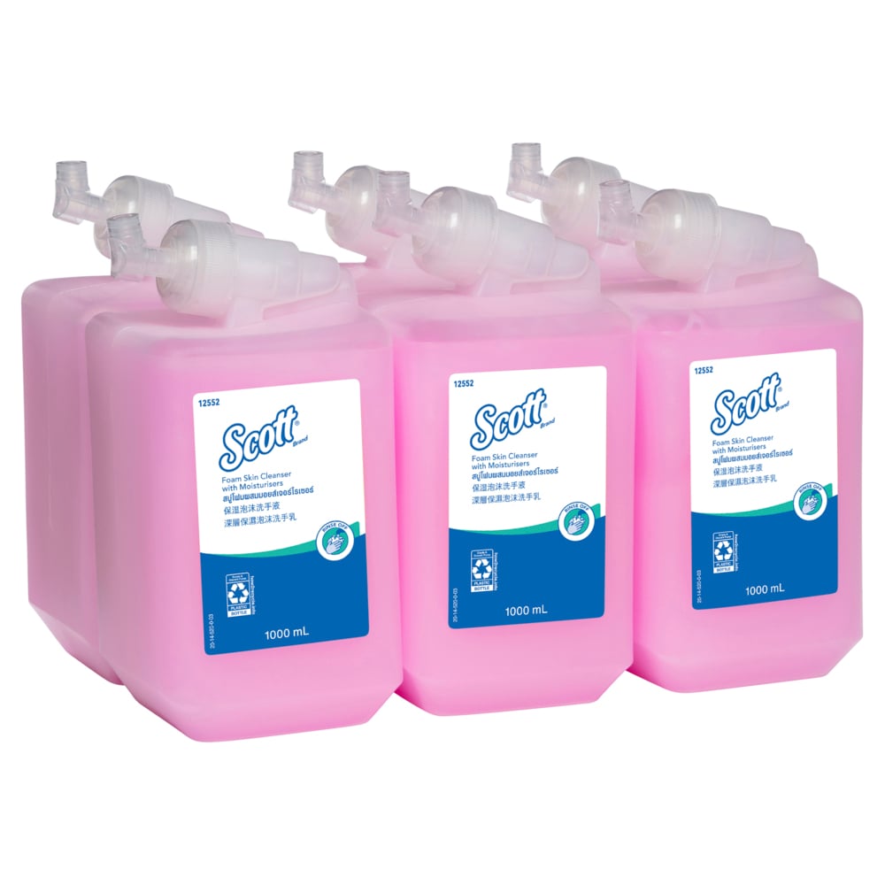 SCOTT® Luxury Foam Soap with Moisturisers (12552), Foam Hand wash, 6 Cartridges / Case, 1 Litre / Cartridge (6L) - 991012552