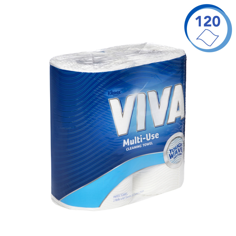 KLEENEX® VIVA® Kitchen Towel (44301), White Paper Towels, 6 Packs / Case, 120 Sheets / Pack (720 Sheets ) - S055492257