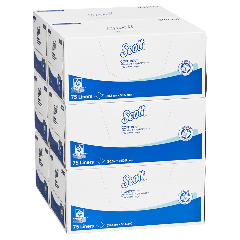 SCOTT® Control Absorbent Hydroknit® Large Tray Liners (994332), White Tray Covers, 6 Packs / Case, 75 Liners / Pack (450 Liners) - S057552014