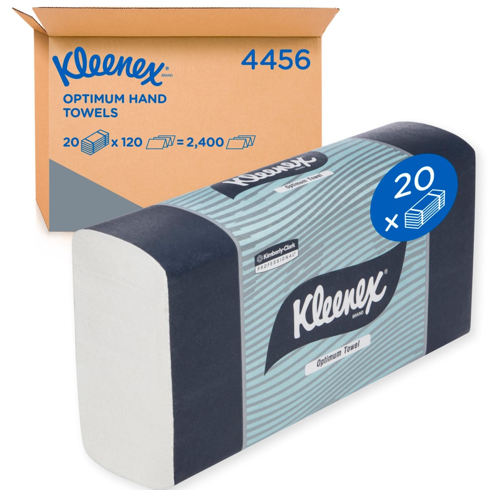 KLEENEX® Optimum Hand Towels (4456), Folded Paper Hand Towels, 20 Packs / Case, 120 Paper Towels / Pack (2,400 Towels) - 4456