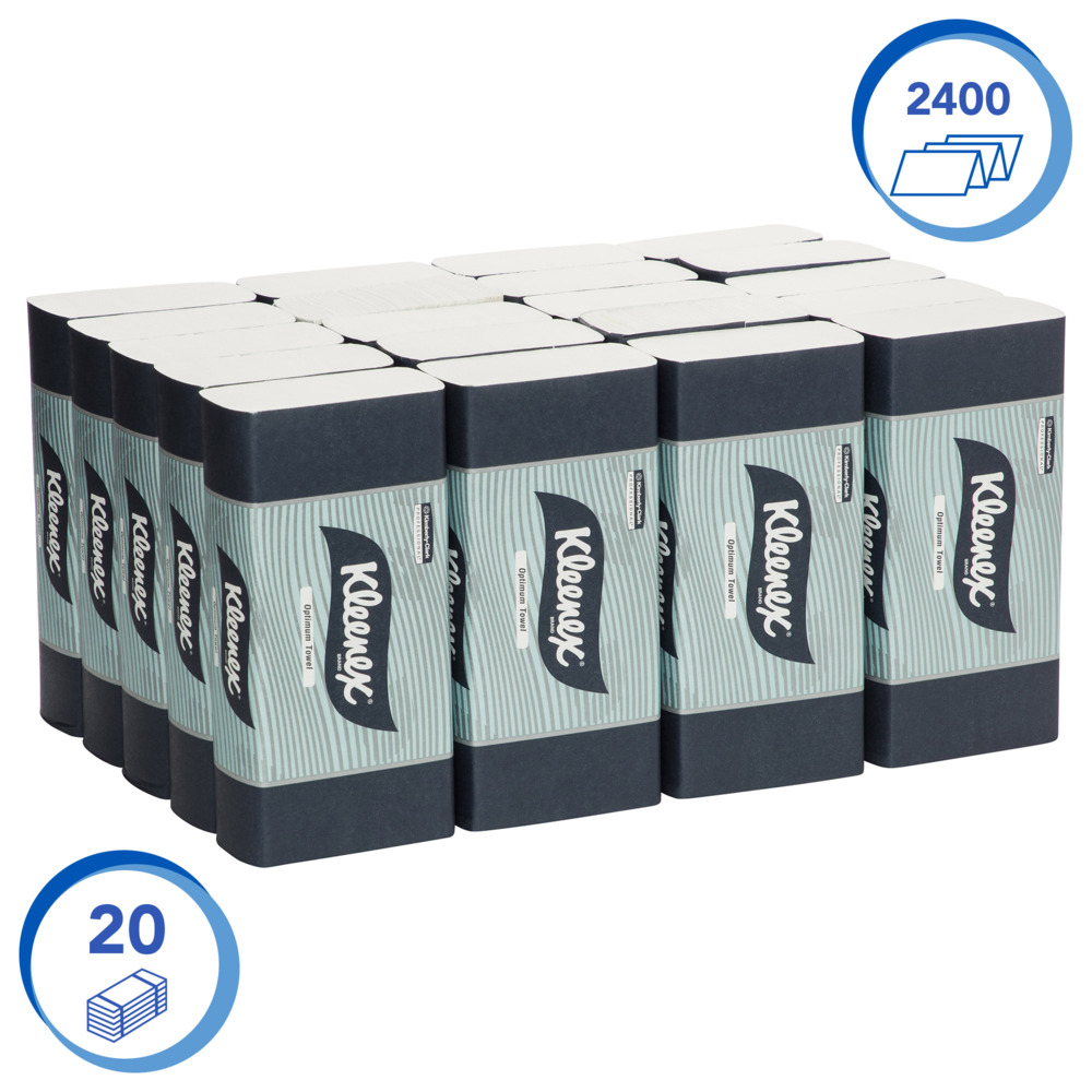 KLEENEX® Optimum Hand Towels (4456), Folded Paper Hand Towels, 20 Packs / Case, 120 Paper Towels / Pack (2,400 Towels) - S053328913