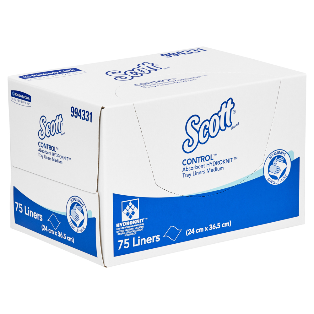 SCOTT® Control Absorbent Hydroknit® Medium Tray Liners (994331), White Tray Covers, 6 Packs / Case, 75 Liners / Pack (450 Liners) - S057552013