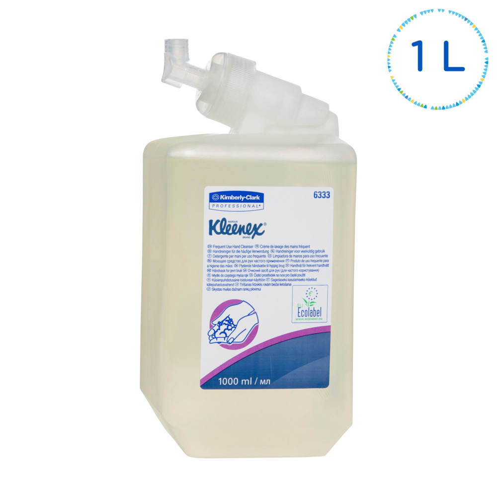 KLEENEX® Liquid Hand Soap (6333), Frequent Use Handwash, 6 Cartridges / Case, 1 Litre / Cartridge (6L) - S050012774
