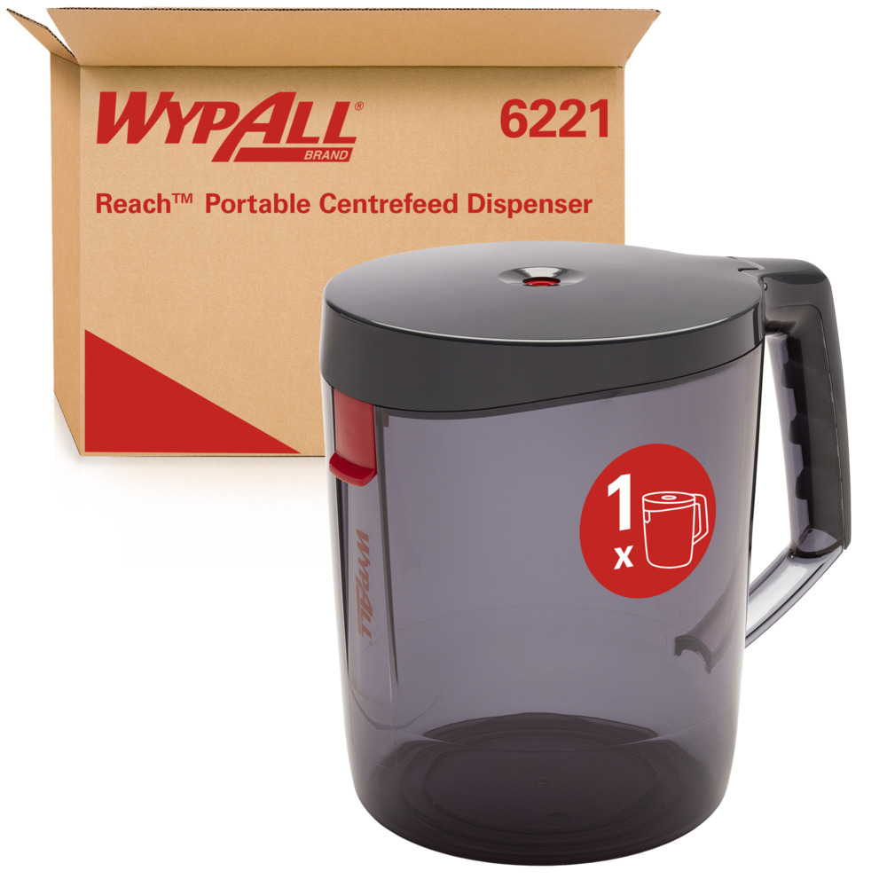 WYPALL® Reach™ Centrefeed Dispenser (6221), Black Portable Dispenser, 1 Dispenser / Case - 6221