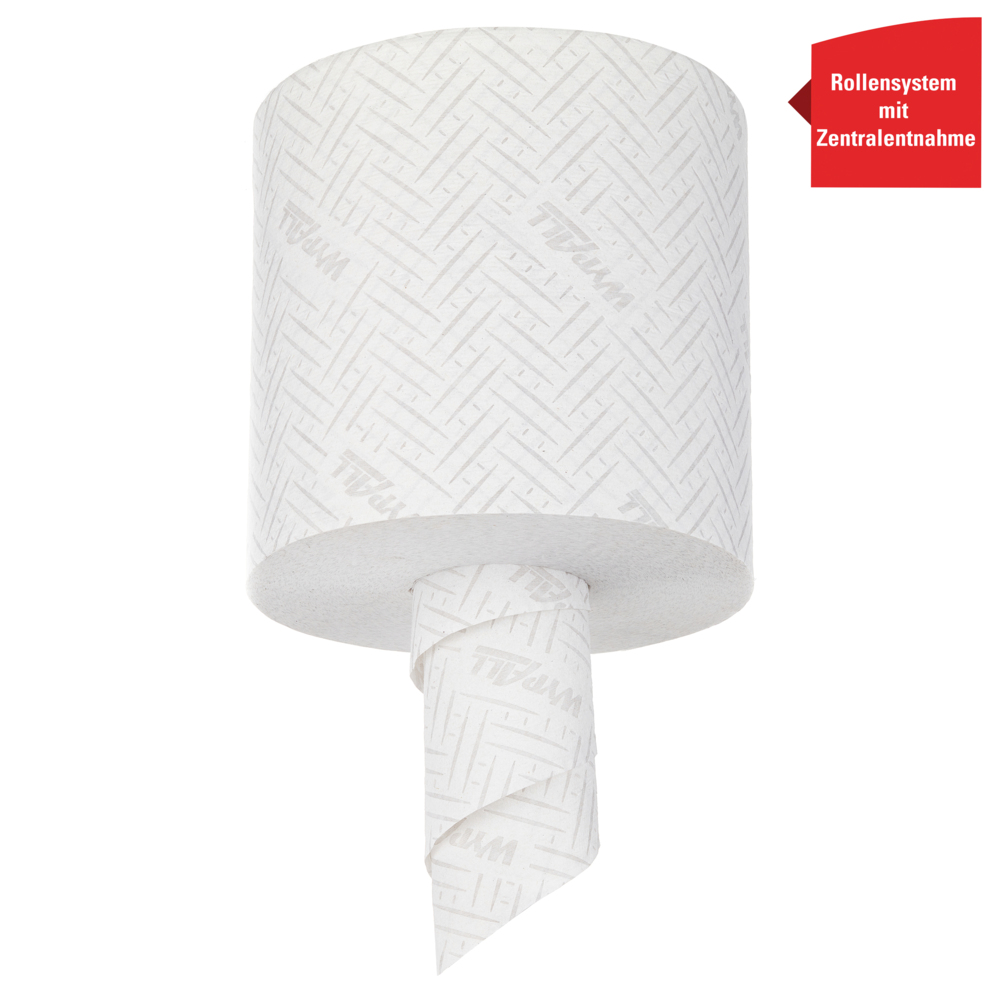 WypAll® L20 Papieren schoonmaak doekjes voor schoonmaak en onderhoud 7278 - 2-laagse centerfeed rollen - 6 rollen x 400 witte papieren wegwerp poetsdoeken (2400 in totaal) - 7278