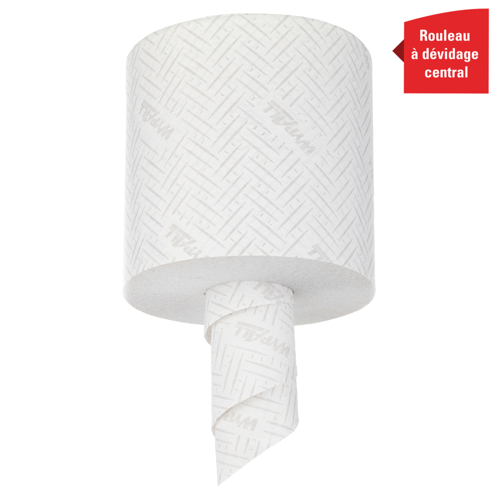 WypAll® L20 Papieren schoonmaak doekjes voor schoonmaak en onderhoud 7278 - 2-laagse centerfeed rollen - 6 rollen x 400 witte papieren wegwerp poetsdoeken (2400 in totaal) - 7278