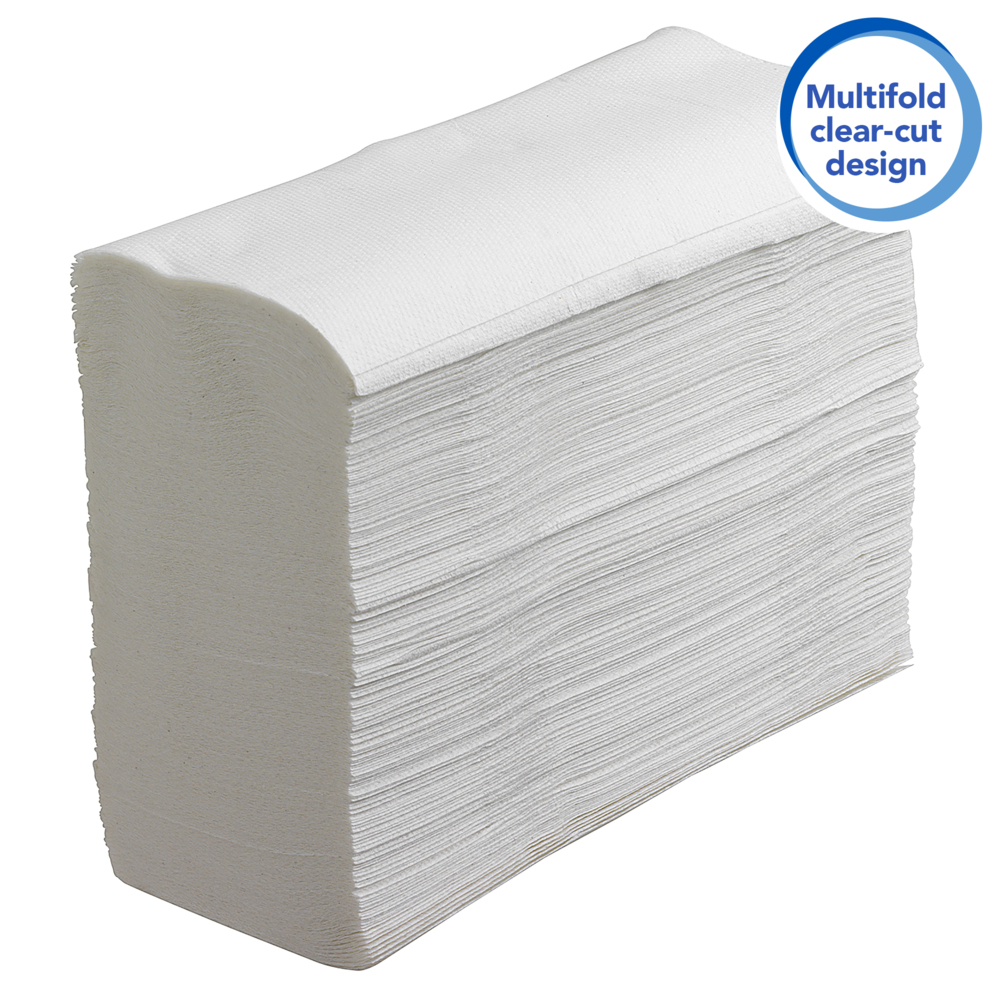 Scott® papieren handdoekjes 3749 - Meervoudig gevouwen handdoekjes - 16 pakketten x 250 witte papieren handdoeken (4000 stuks in totaal) - 3749