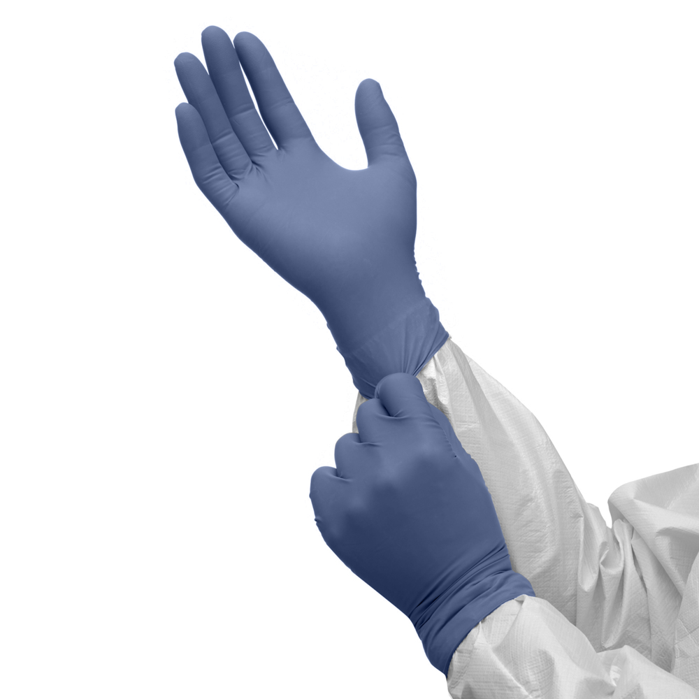 Gants ambidextres en nitrile Kimtech™ Opal™ 62883 - Bleu foncé, taille L, 10 x 200 (2 000 gants), longueur 24 cm - 62883