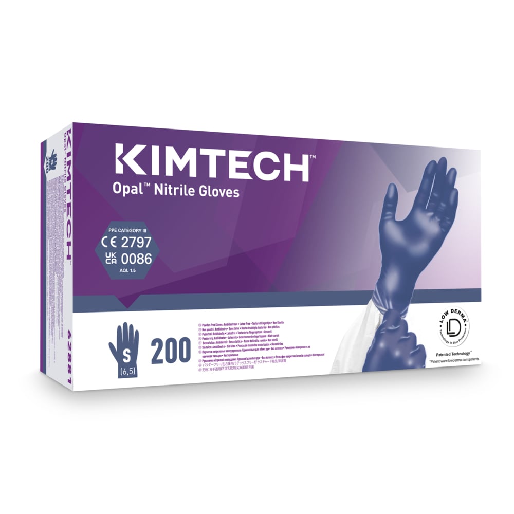 Kimtech™ Opal™ Guanti ambidestri in nitrile 62881 - Blu scuro, S, 10x200 (2.000 guanti), lunghezza 24 cm - 62881