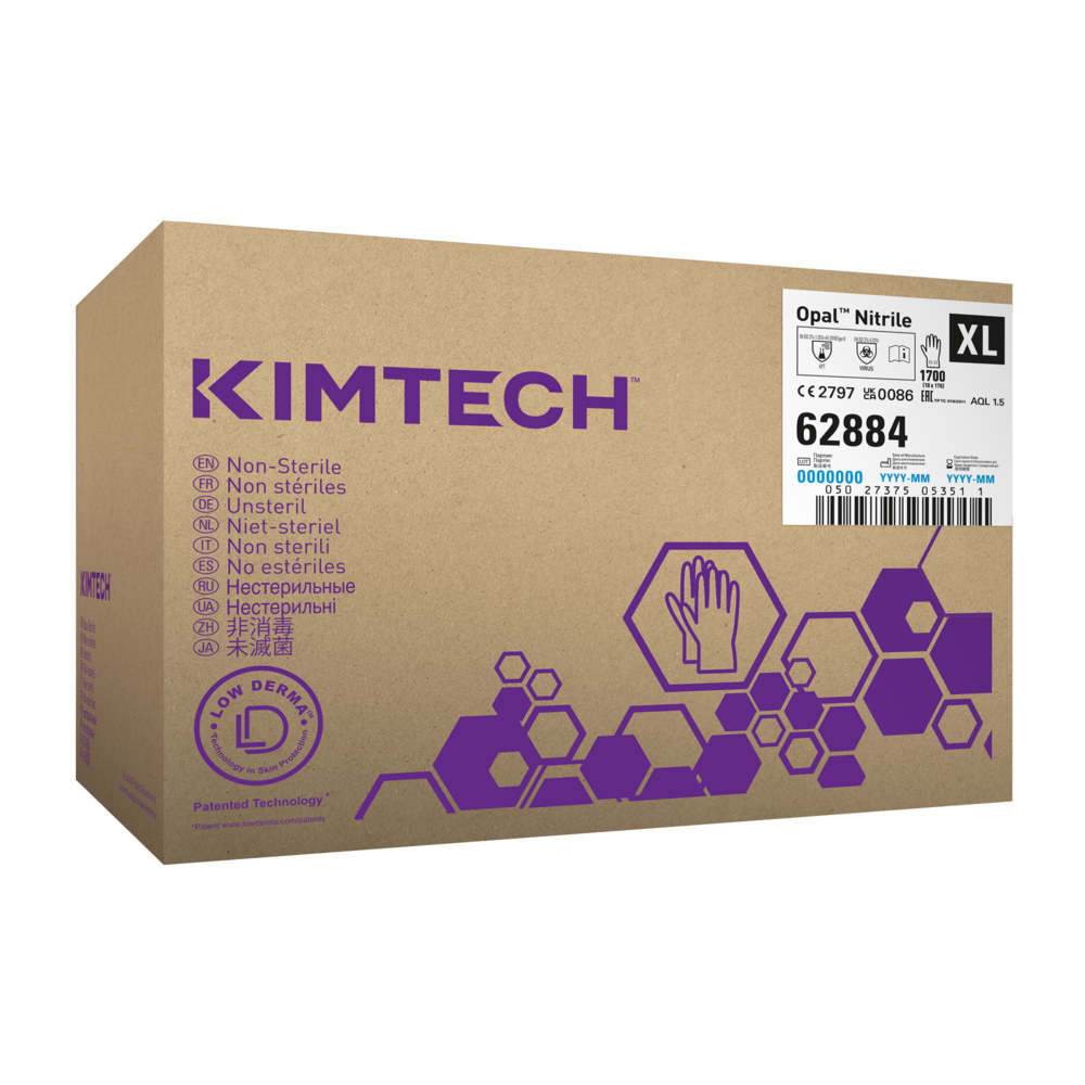 Gants ambidextres en nitrile Kimtech™ Opal™ 62884 - Bleu foncé, taille XL, 10 x 170 (1 700 gants), longueur 24 cm - 62884