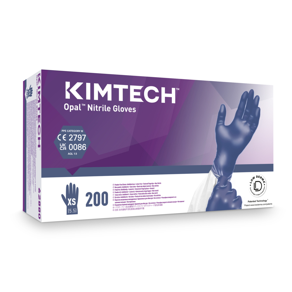 Kimtech™ Opal™ Guanti ambidestri in nitrile 62880 - Blu scuro, XS, 10x200 (2.000 guanti), lunghezza 24 cm - 62880