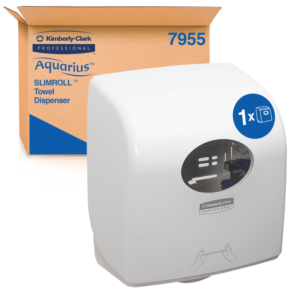 Kimberly-Clark Professional® Aquarius® Slimroll™ Rolled Hand Towel Dispenser (7955), White Paper Towel Dispenser, 1 Dispenser / Case - 7955