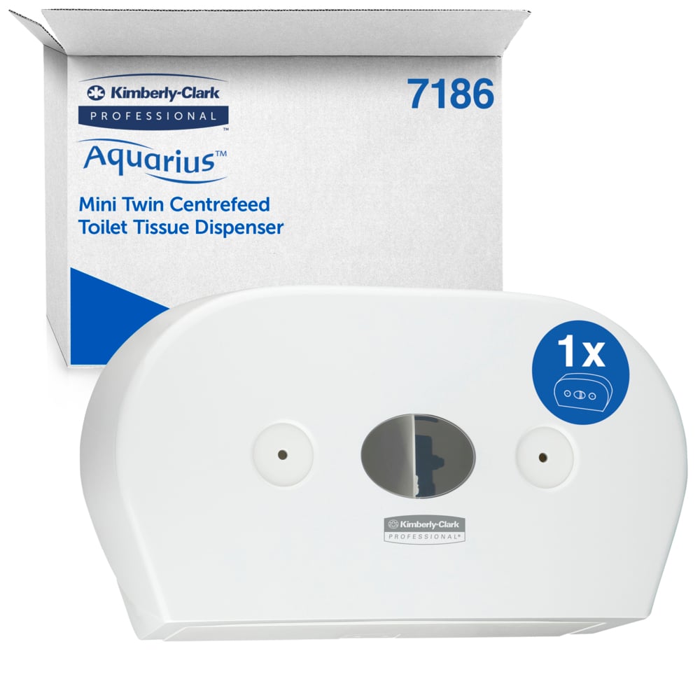 AQUARIUS® Twin Roll centrepull Toilet Paper Dispenser (7186), White, 1 Dispenser / Case - S059894314