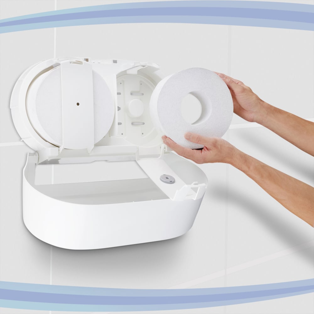Aquarius™ Mini Toilettenpapierspender 7186 - Kimberly Clark™ Spender für 2 Rollen mit Zentralentnahme - 1 x Weiß, Wc Papierspender - 7186