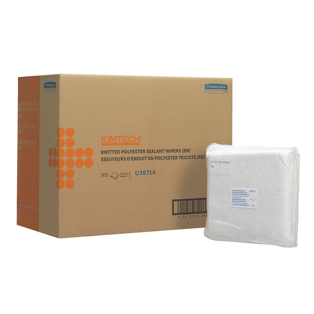 Kimtech® Auto Polyester Sealant Wipers 38714 - 30 unfolded, white sheets per pack (box contains 12 packs) - 38714