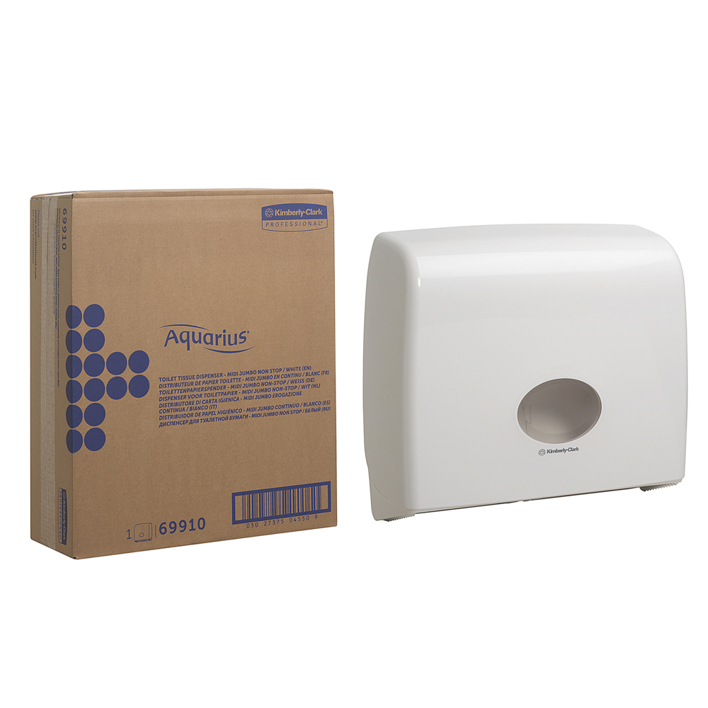 Kimberly-Clark Professional® Aquarius® Jumbo Toilet Tissue Dispenser with Stub Roll Compartment (69910), White, 1 Dispenser / Case - 69910