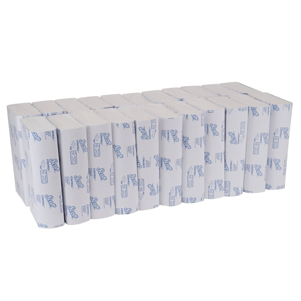 Scott® Control Compact Paper Towels - Multifold, Standard (27011), White 1-Ply, 22 Packs / Case, 160 Sheets / Pack (3,520 Sheets) - S050010609