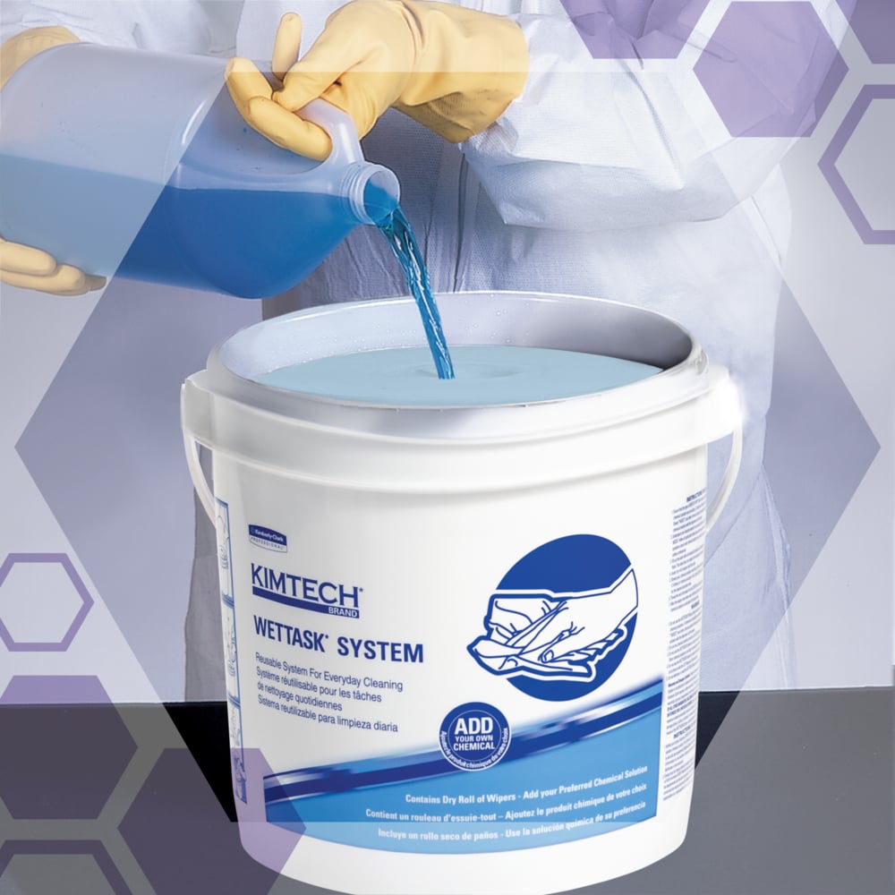 Kimtech®  WetTask® Meltblown Wipers with Bucket (06411), 6 Rolls + 1 Bucket / Case, 140 Sheets / Roll (840 Sheets) - 991006411