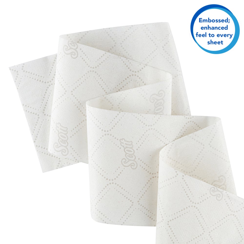 Rouleau de papier toilette Jumbo Scott® Essential™ 8614 - Papier toilette 2 épaisseurs - 12 rouleaux de 500 feuilles blanches de papier toilette (2 400 m) - 8614