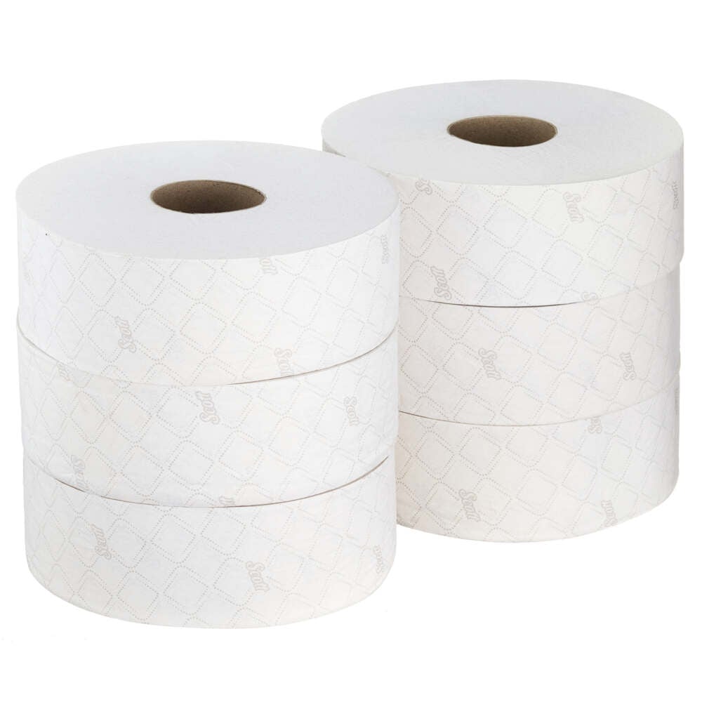 Scott® Essential™ Jumbo Toilettenpapierrolle 8501 – Jumbo-Rolle Toilettenpapier – 6 Rollen x 1.053 Blatt 2-lagigen Toilettenpapiers (2.400 m gesamt) - 8501