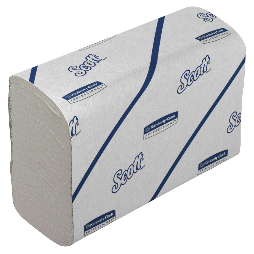 Essuie-mains Scott® Essential™ 6609 - Essuie-mains pliés fins - 16 paquets x 220 essuie-mains en papier blanc (3 520 au total) - 6609