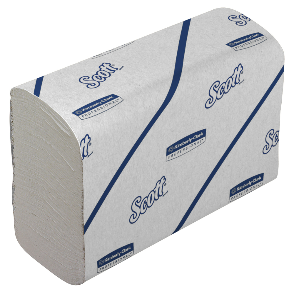 Scott® Essential™ Toallas secamanos 6609: toallas secamanos de papel plegadas, 16 paquetes x 220 unidades de papel secamanos blanco (3520 en total) - 6609