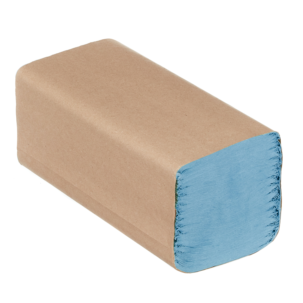 Hostess™ NATURA™ Folded Blue Paper Towels 6836 - Interfold Disposable Hand Towels - 12 Packs x 318 Paper Hand Towels (3,816 Total) - 6836