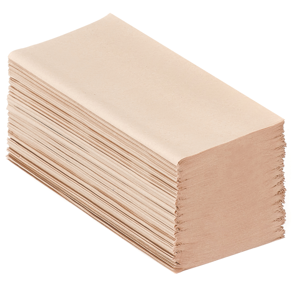 Hostess™ NATURA™ Folded Hand Towels 6832 - Interfold Disposable Paper Towels - 12 Packs x 318 natural Coloured Paper Hand Towels (3,816 Total) - 6832