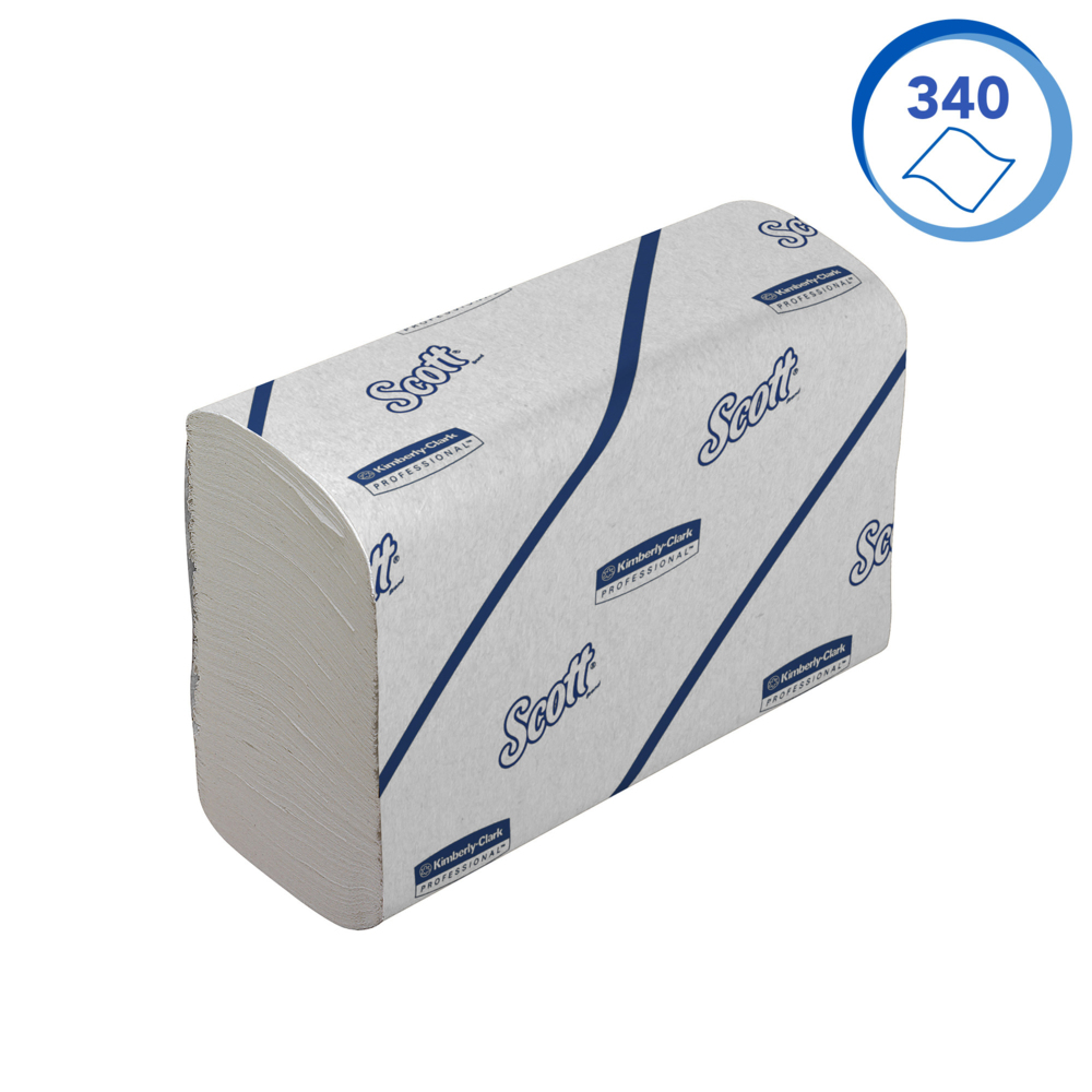 Scott® Essential™ Hand Towels 6656 - Narrow-Fold Paper Hand Towels - 12 Clips x 340 White Paper Towels (4,080 Total) - 6656