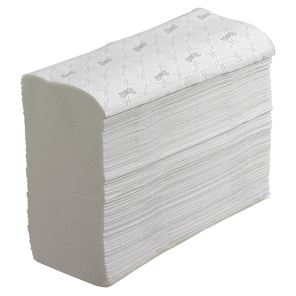 Scott® Essential™ Toallas secamanos 6609: toallas secamanos de papel plegadas, 16 paquetes x 220 unidades de papel secamanos blanco (3520 en total) - 6609