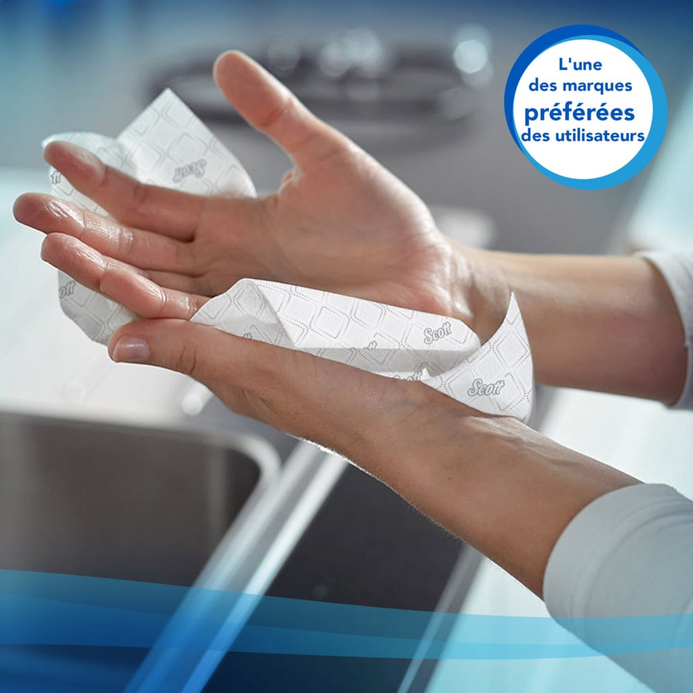 Scott® Essential™ Toallas secamanos 6609: toallas secamanos de papel plegadas, 16 paquetes x 220 unidades de papel secamanos blanco (3520 en total) - 6609