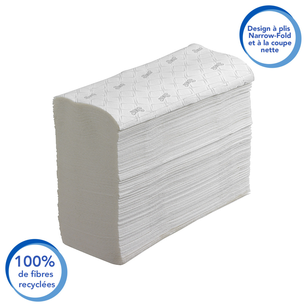 Scott® Essential™ Toallas secamanos 6609: toallas secamanos de papel plegadas, 16 paquetes x 220 unidades de papel secamanos blanco (3520 en total) - 6609