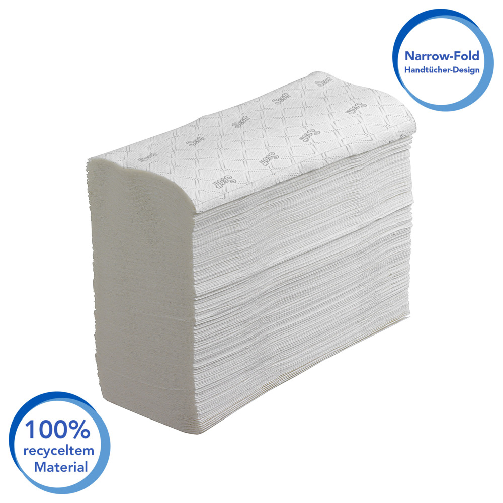 Scott® Essential™ Toallas secamanos 6609: toallas secamanos de papel plegadas, 16 paquetes x 220 unidades de papel secamanos blanco (3520 en total) - 6609