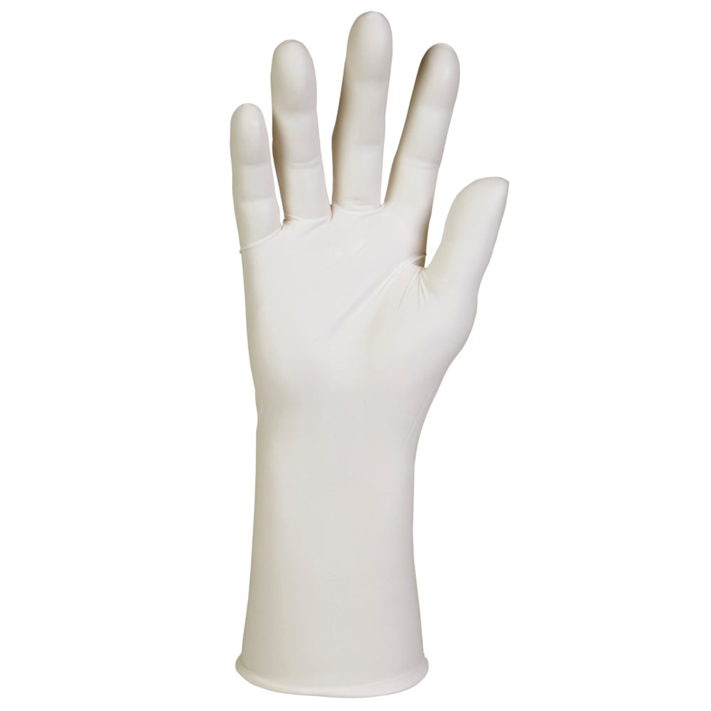 Kimtech™ G3 White Nitrile Gloves (62813), ISO Class 3 or Higher Cleanrooms, High Tack Grip, Ambidextrous, 12”, L, Double Bagged, 100 / Bag, 10 Bags, 1,000 Gloves / Case - 62813