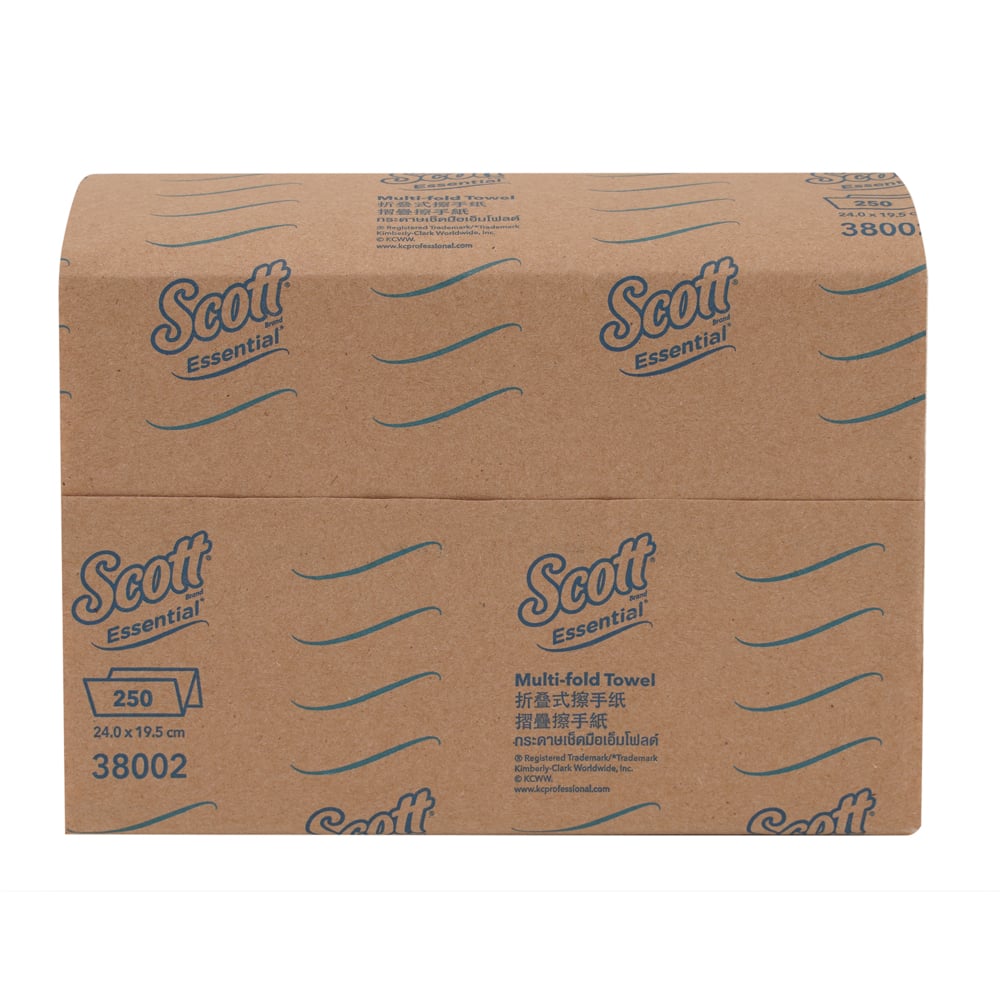 SCOTT ESSENTIAL® Multifold Paper Towels (38002), White 1-Ply, 16 Packs / Case, 250 Sheets / Pack (4,000 Sheets) - S055170753