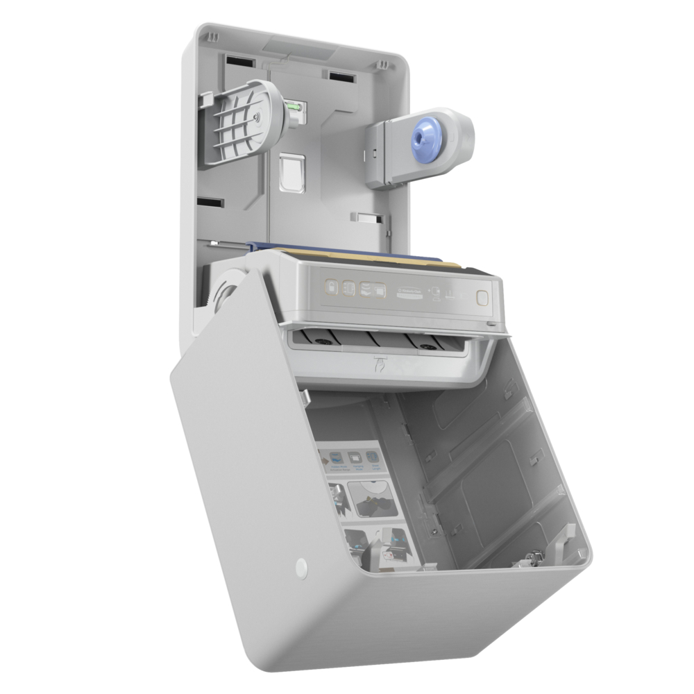 Distributrice automatique d’essuie-mains en rouleau ICON™ de Kimberly-Clark Professional (58720), avec plaque de revêtement décorative au motif de mosaïque noire; une distributrice et une plaque de revêtement par caisse - 58720
