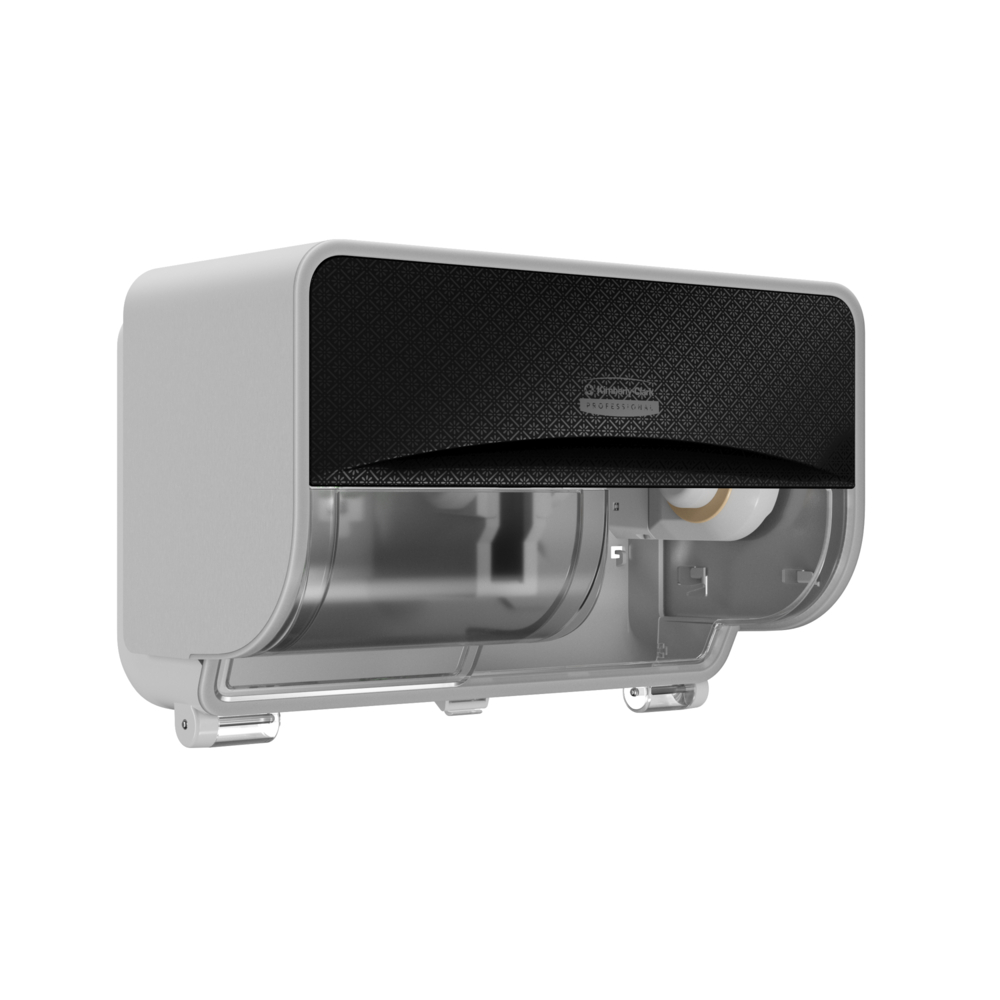Kimberly-Clark Professional™ ICON™ Coreless Standard Roll Toilet Paper Dispenser 2 Roll Horizontal (58722), with Black Mosaic Design Faceplate; 1 Dispenser and Faceplate per Case - 58722