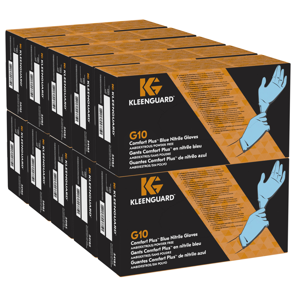 KleenGuard® G10 Comfort Plus™ Blue Nitrile Gloves 54185 - Disposable Gloves - 10 Boxes x 100 Blue, XS, PPE Gloves (1,000 Total) - 54185