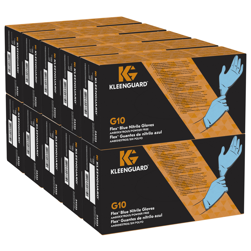 KleenGuard® G10 Flex™ Blue Nitrile Gloves 54333 - Tactile Disposable Gloves - 10 Boxes x 100 Blue, M, PPE Gloves (1,000 Total) - 54333