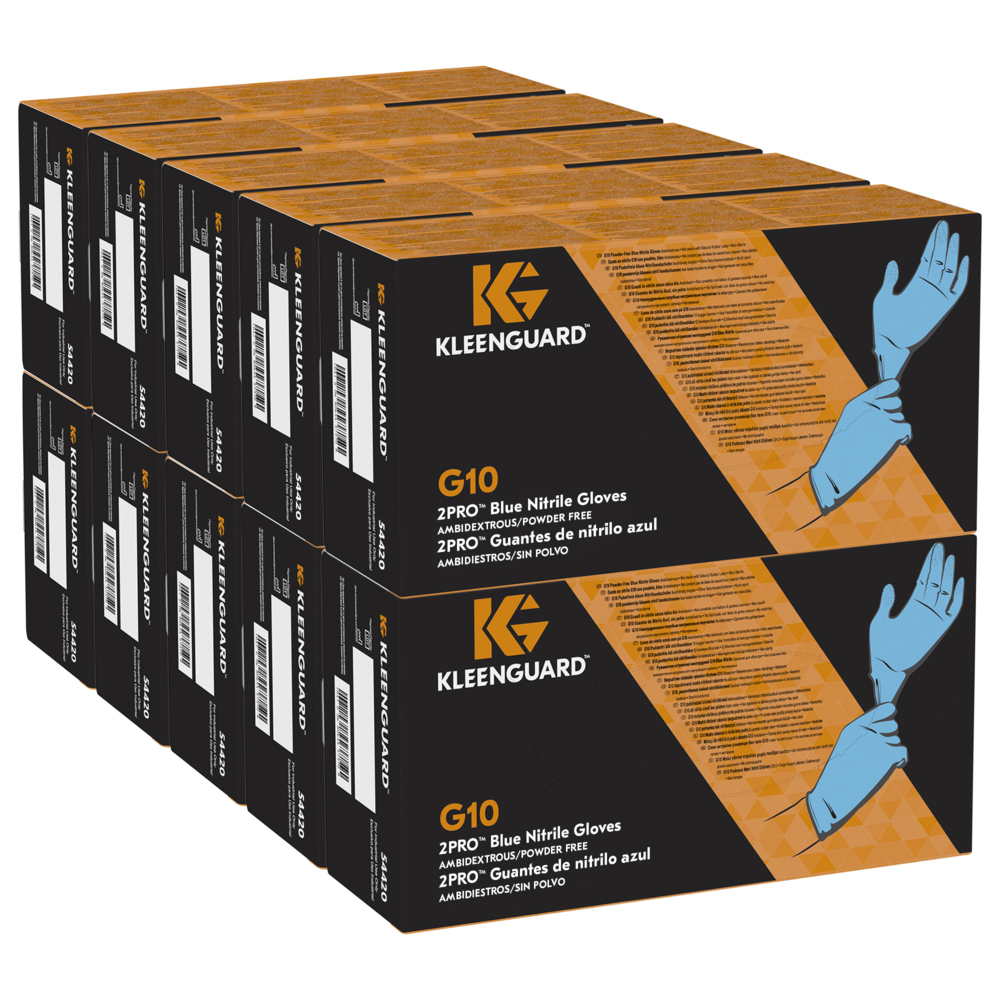 KleenGuard® G10 2PRO™ Blue Nitrile Gloves 54420 - Strong Disposable Gloves - 10 Boxes x 100 Blue, XS, PPE Gloves (1,000 Total) - 54420