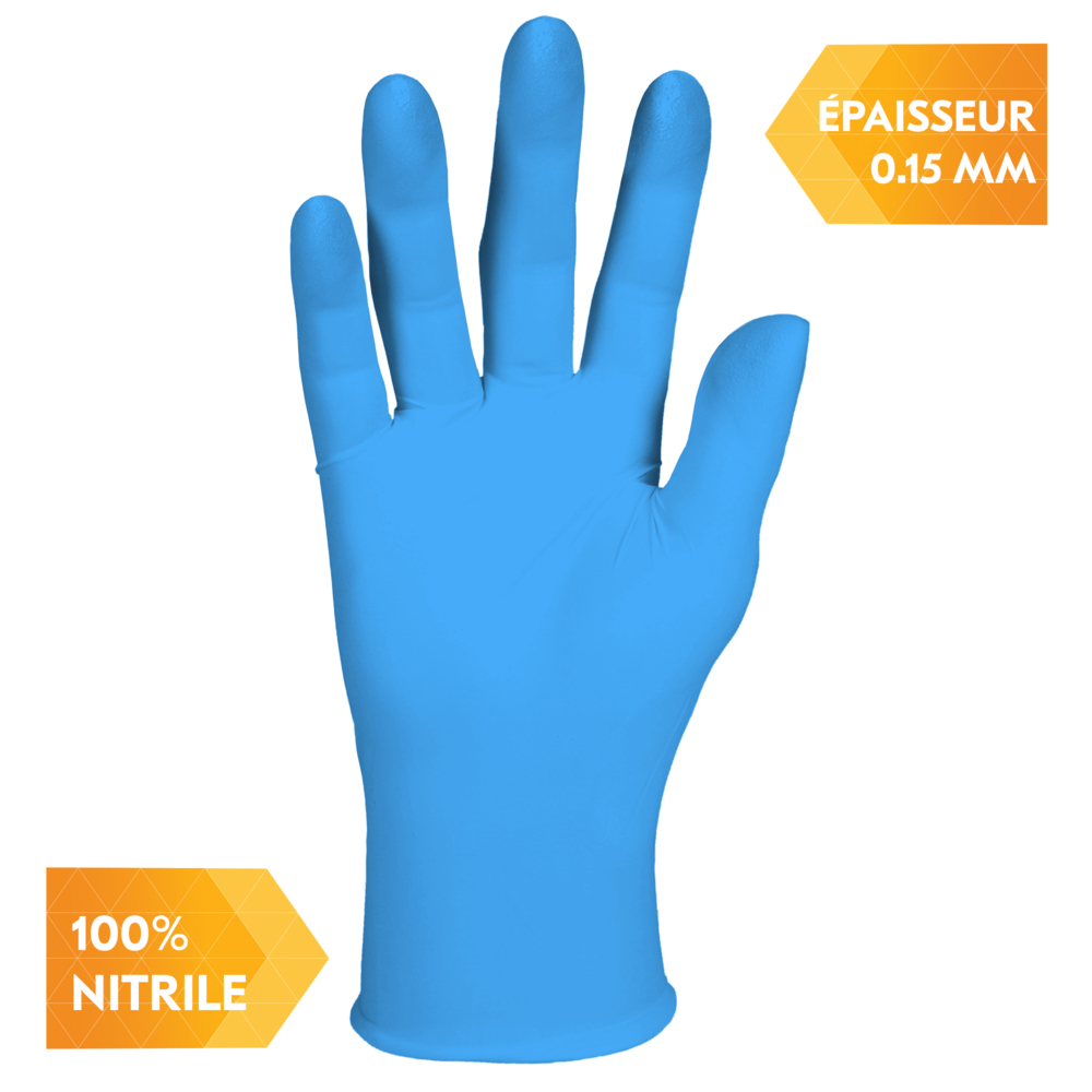 Gants en nitrile bleus KleenGuard® G10 2PRO™ 54420 - Gants jetables résistants - 10 boîtes de 100 gants EPI bleus, XS (1 000 pièces au total) - 54420