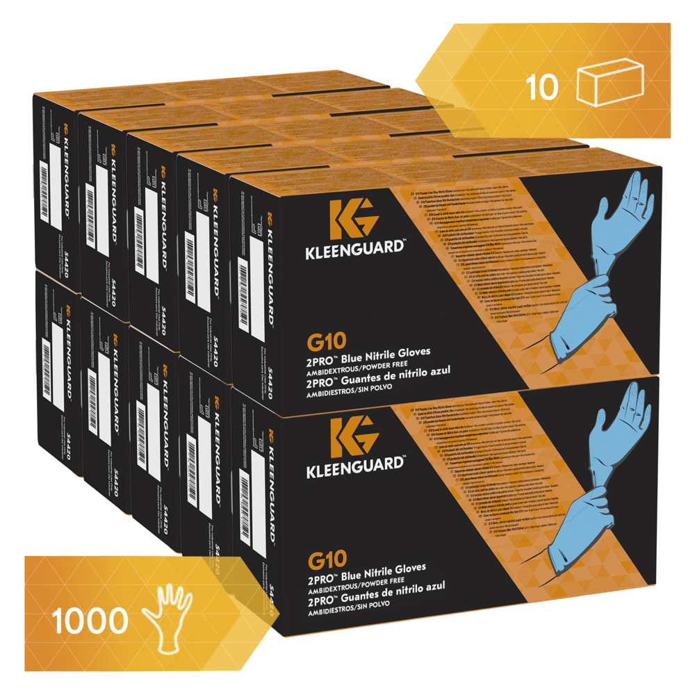 KleenGuard® G10 2PRO™ blauwe nitrilhandschoenen 54420 - sterke wegwerphandschoenen - 10 dozen x 100 blauwe PBM-handschoen, XS (1000 in totaal) - 54420