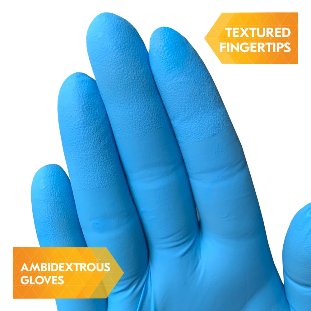 Gants en nitrile bleus KleenGuard® G10 2PRO™ 54420 - Gants jetables résistants - 10 boîtes de 100 gants EPI bleus, XS (1 000 pièces au total) - 54420